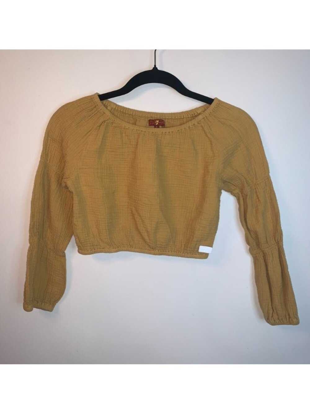 7 For All Mankind Mustard Yellow Cotton Textured Blouse S